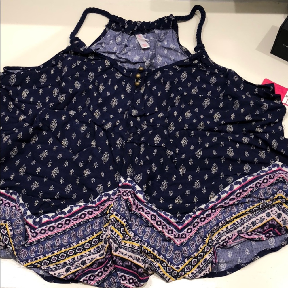 NWT printed tank top with rope straps